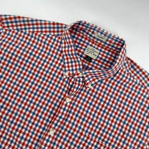 J. Crew Mens Classic Fit Button Down Shirt XL Red Blue Gingham Checkered